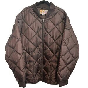 Vintage Titan Quilted Bomber Jacket 2XL Brown Diamond Stitch Workwear Utility